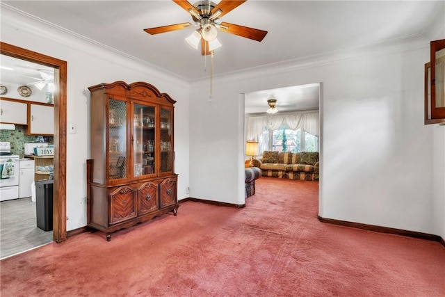 200 Champa St, Penn Hills, PA 15235 - spare room with light colored carpet, ceiling fan, and crown molding