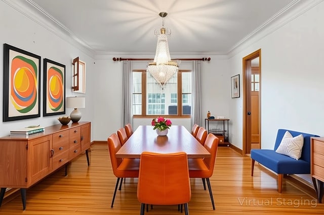 200 Champa St, Penn Hills, PA 15235 - dining space with ornamental molding, light wood-type flooring, and a chandelier