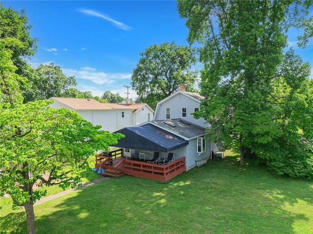 488 Buffalo St, Beaver, PA 15009 - rear view of house featuring a wooden deck and a yard