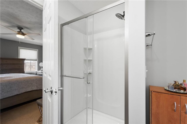 138 Crossridge Rd, Fallowfield, PA 15022 - full bath featuring connected bathroom, a stall shower, and a ceiling fan
