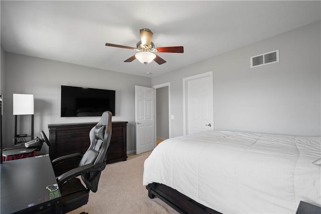 138 Crossridge Rd, Fallowfield, PA 15022 - bedroom featuring light colored carpet, a desk, and ceiling fan
