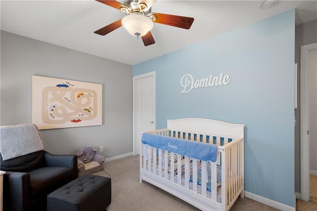 138 Crossridge Rd, Fallowfield, PA 15022 - carpeted bedroom with a crib and ceiling fan