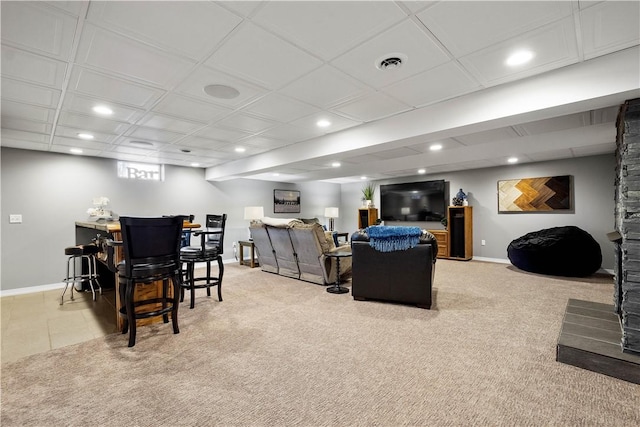 138 Crossridge Rd, Fallowfield, PA 15022 - living room featuring recessed lighting and light colored carpet