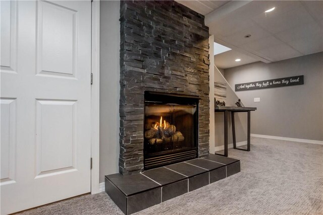 138 Crossridge Rd, Fallowfield, PA 15022 - detailed view of carpet and a stone fireplace