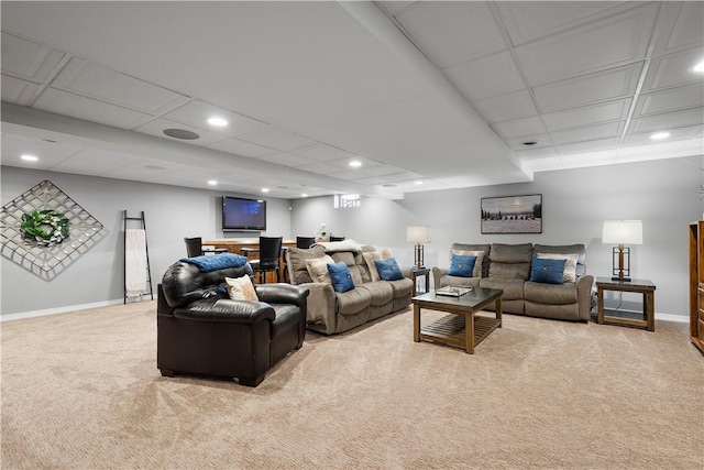 138 Crossridge Rd, Fallowfield, PA 15022 - living area featuring light carpet, recessed lighting, and a drop ceiling