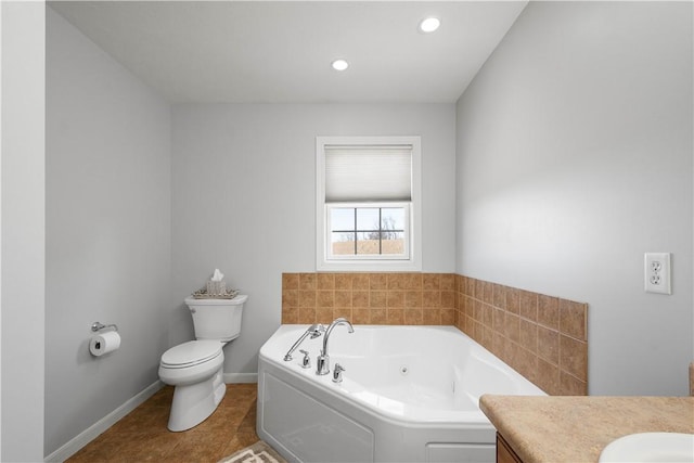 138 Crossridge Rd, Fallowfield, PA 15022 - full bath with a whirlpool tub, vanity, tile patterned floors, and recessed lighting