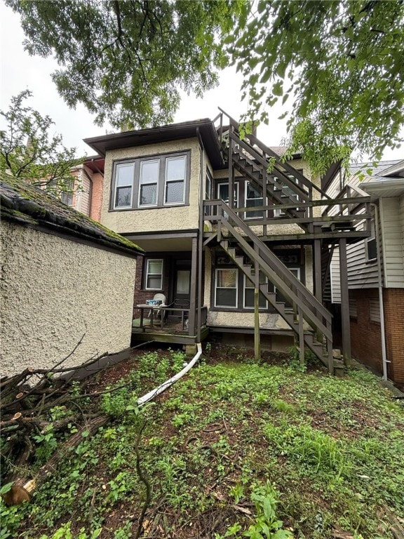 5837 Nicholson St, Squirrel Hill, PA 15217 - rear view of house featuring stairway and a deck