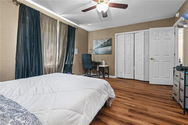 302 Malcolm Ct, Monroeville, PA 15146 - bedroom featuring wood finished floors, a closet, and a ceiling fan