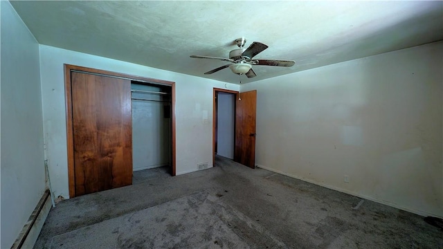 89 Rankin Rd, Wharton Twp, PA 15437 - unfurnished bedroom featuring a closet, carpet flooring, and a ceiling fan