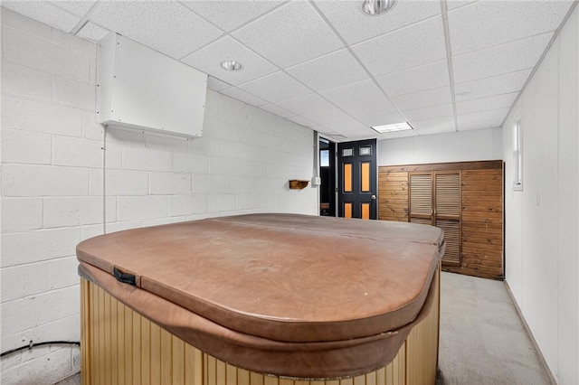2509 Thomas St, Hempfield Twp, PA 15634 - misc room featuring a paneled ceiling, concrete block wall, and light colored carpet