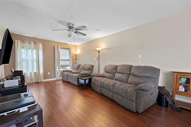 1071 Shawnee Ridge Dr, Cheswick, PA 15024 - living area featuring ceiling fan, wood-type flooring, and a textured ceiling