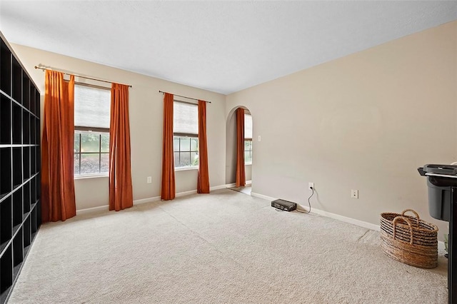 1071 Shawnee Ridge Dr, Cheswick, PA 15024 - unfurnished living room with arched walkways and carpet floors
