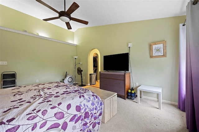 1071 Shawnee Ridge Dr, Cheswick, PA 15024 - bedroom with arched walkways, carpet flooring, and a ceiling fan