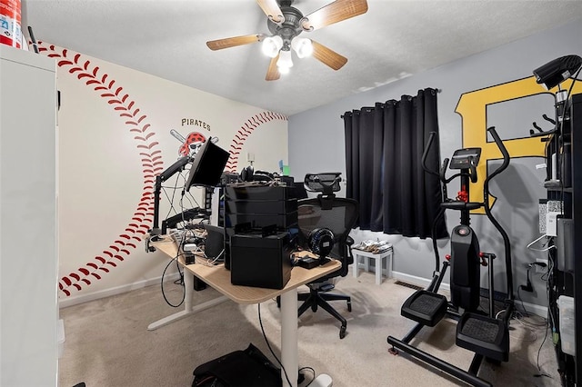 1071 Shawnee Ridge Dr, Cheswick, PA 15024 - workout room with a ceiling fan and carpet floors