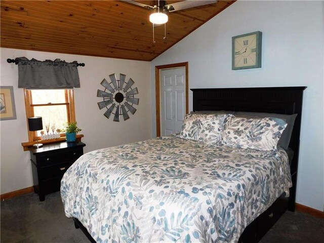118 Harrison St, Elizabeth Twp/Boro, PA 15037 - bedroom featuring lofted ceiling, wood ceiling, carpet, and a ceiling fan