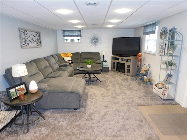 118 Harrison St, Elizabeth Twp/Boro, PA 15037 - living room with healthy amount of natural light, carpet flooring, and a paneled ceiling