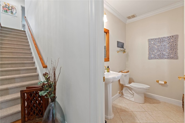 1413 Oak St, Oakmont, PA 15139 - bathroom with crown molding and tile patterned flooring
