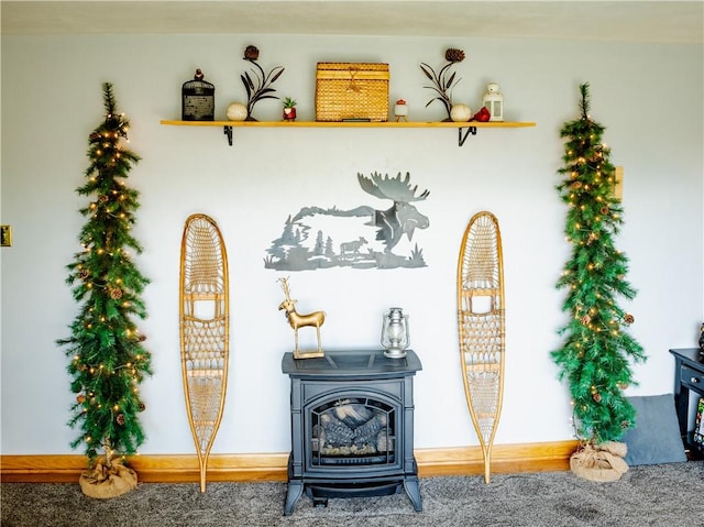 3015 Graham Ave, Windber, PA 15963 - detailed view of a wood stove and carpet flooring