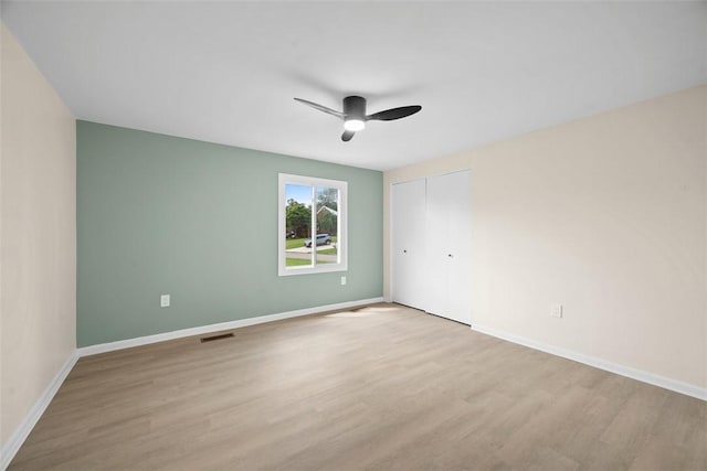 1014 Olga St, Ambridge, PA 15003 - unfurnished bedroom with light wood-type flooring, a closet, and ceiling fan