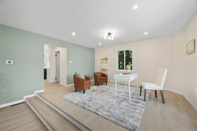 1014 Olga St, Ambridge, PA 15003 - sitting room featuring light wood-style flooring and recessed lighting