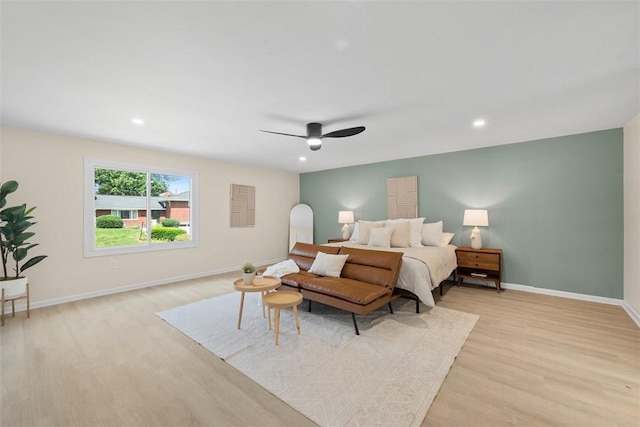 1014 Olga St, Ambridge, PA 15003 - bedroom featuring light wood-type flooring, a ceiling fan, and recessed lighting