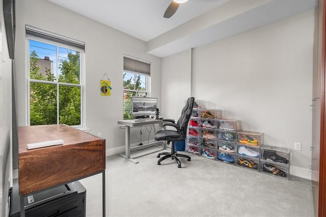 611 Suismon St, East Allegheny, PA 15212 - carpeted home office featuring ceiling fan and baseboards