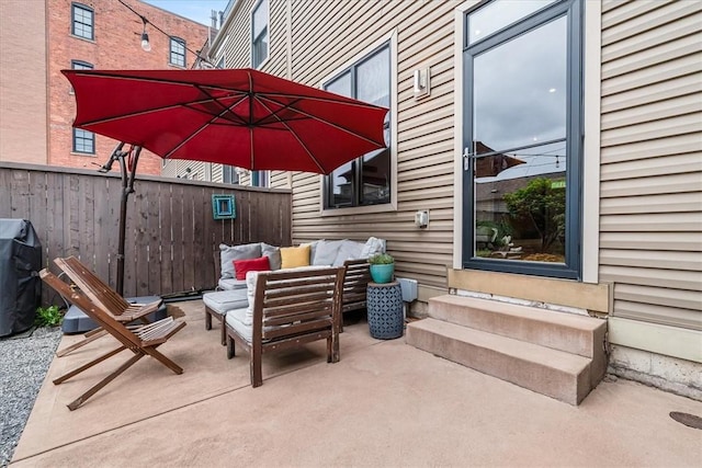 611 Suismon St, East Allegheny, PA 15212 - view of patio / terrace featuring an outdoor hangout area, entry steps, and grilling area