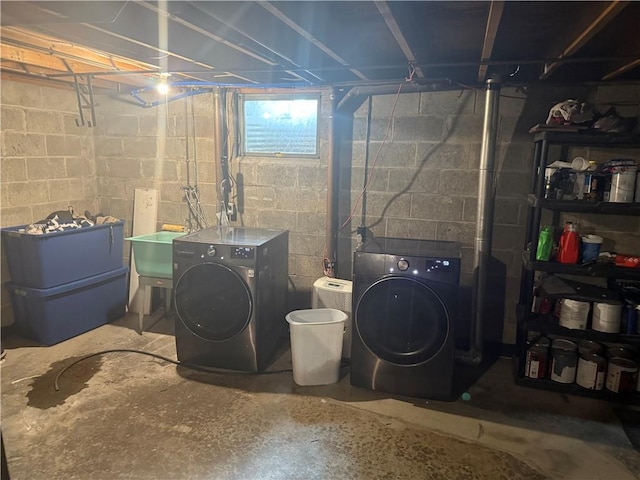 105 White Oak Dr, Twp Of But Se, PA 16001 - below grade area featuring washer and dryer and a sink