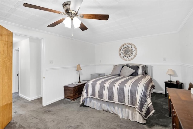 915 Summit St, Mckeesport, PA 15132 - carpeted bedroom featuring ceiling fan and crown molding