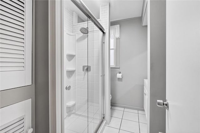 915 Summit St, Mckeesport, PA 15132 - full bathroom featuring a shower stall, tile patterned flooring, and vanity