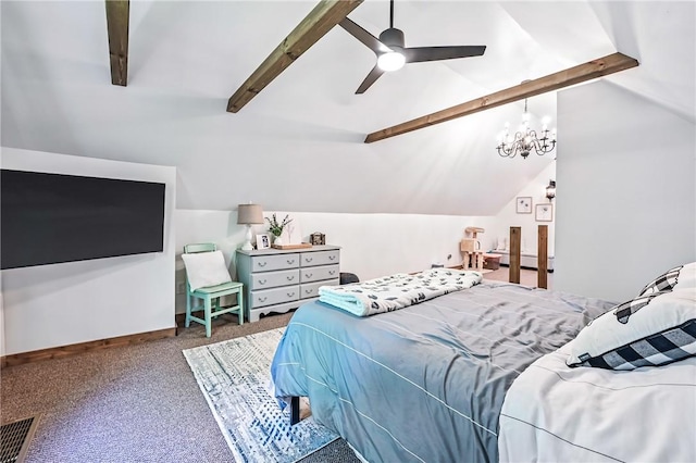 8995 Puritan Ln, Conneaut Twp, PA 16424 - bedroom with carpet floors, a ceiling fan, and a chandelier