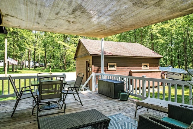 8995 Puritan Ln, Conneaut Twp, PA 16424 - deck with a forest view