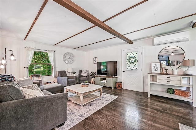 8995 Puritan Ln, Conneaut Twp, PA 16424 - living area featuring a wall unit AC and wood finished floors