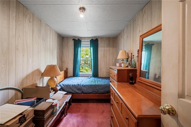 102 Pierce Ave, Sharpsville, PA 16150 - bedroom with dark colored carpet and wood walls