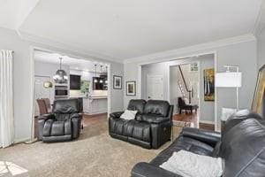 403 Worth Ct, Cranberry Twp, PA 16066 - living area with crown molding and stairs