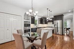 403 Worth Ct, Cranberry Twp, PA 16066 - dining area featuring a chandelier, dark wood finished floors, and recessed lighting