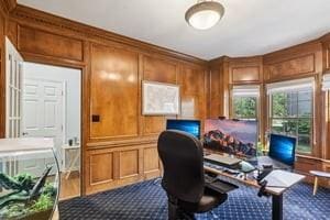403 Worth Ct, Cranberry Twp, PA 16066 - home office featuring dark carpet and a decorative wall