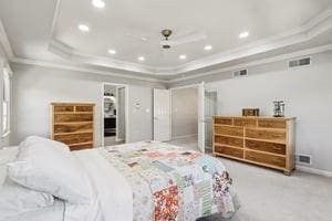 403 Worth Ct, Cranberry Twp, PA 16066 - bedroom with crown molding, a tray ceiling, and recessed lighting