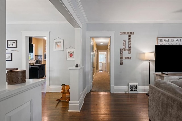 120 Euclid Ave, Sharon, PA 16146 - living area with dark wood-type flooring and crown molding