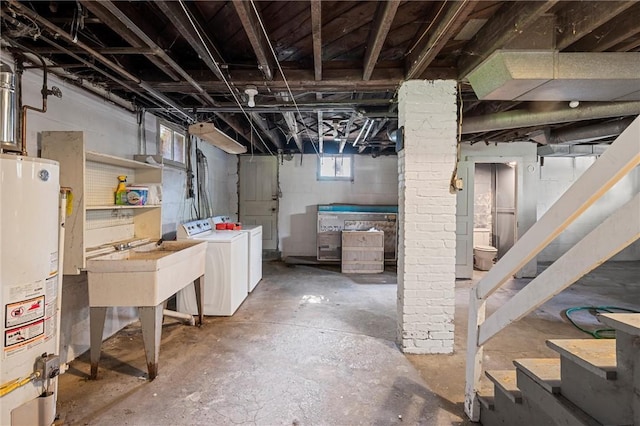 120 Euclid Ave, Sharon, PA 16146 - basement with gas water heater and washing machine and dryer