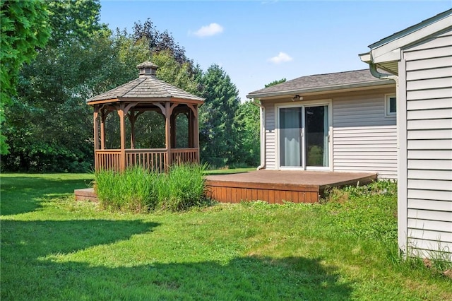 4852 Thomason Rd, South Pymatuning Twp, PA 16150 - view of grassy yard featuring a gazebo and a wooden deck