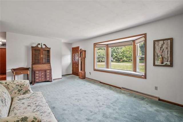 4852 Thomason Rd, South Pymatuning Twp, PA 16150 - living area with baseboard heating and light colored carpet