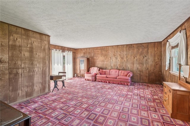 4852 Thomason Rd, South Pymatuning Twp, PA 16150 - living room with wooden walls and a textured ceiling