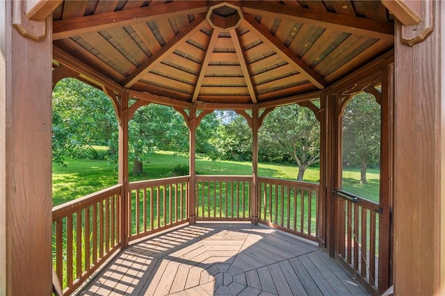 4852 Thomason Rd, South Pymatuning Twp, PA 16150 - wooden deck featuring a gazebo and a yard