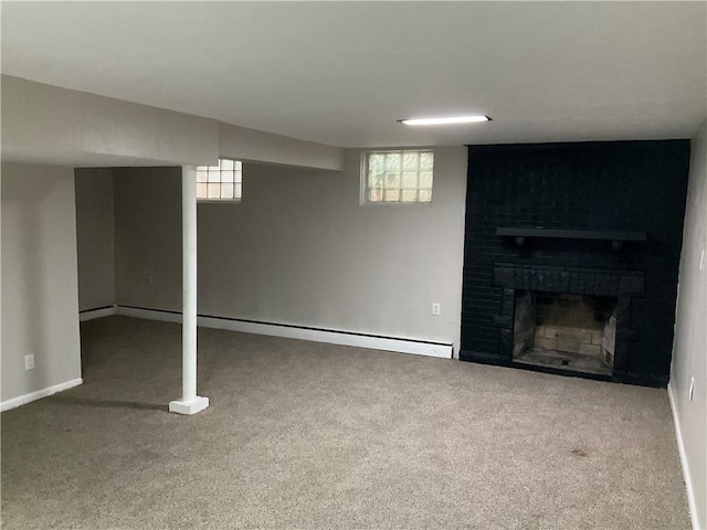 634 Idaho Ave, Verona, PA 15147 - basement featuring carpet, healthy amount of natural light, and a fireplace