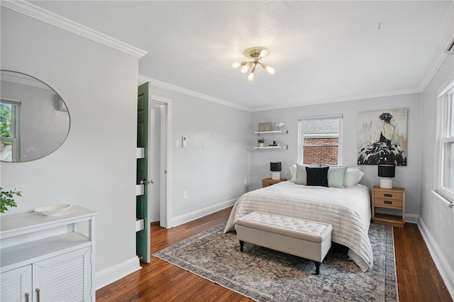 3863 Beechwood Blvd, Greenfield, PA 15217 - bedroom with multiple windows, a chandelier, wood finished floors, and crown molding