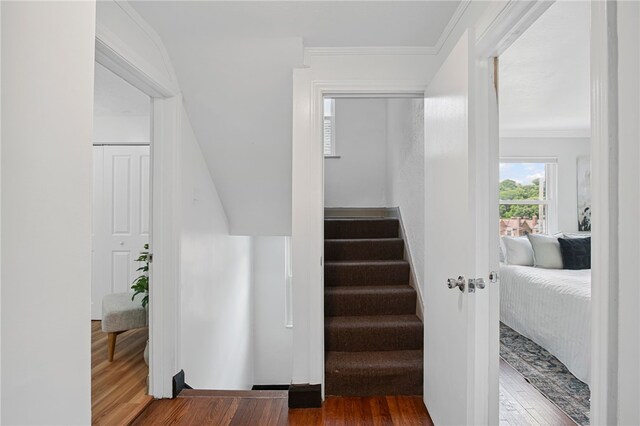 3863 Beechwood Blvd, Greenfield, PA 15217 - stairs with wood finished floors and ornamental molding