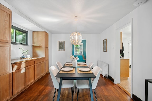 3863 Beechwood Blvd, Greenfield, PA 15217 - dining room with a chandelier, dark wood-type flooring, and radiator