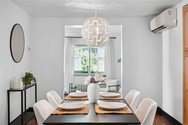 3863 Beechwood Blvd, Greenfield, PA 15217 - dining room with a wall mounted AC, a chandelier, and dark wood-type flooring