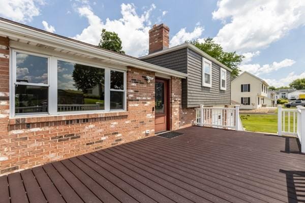 408 Circle Dr, Franklin Twp, PA 16117 - wooden deck featuring a residential view